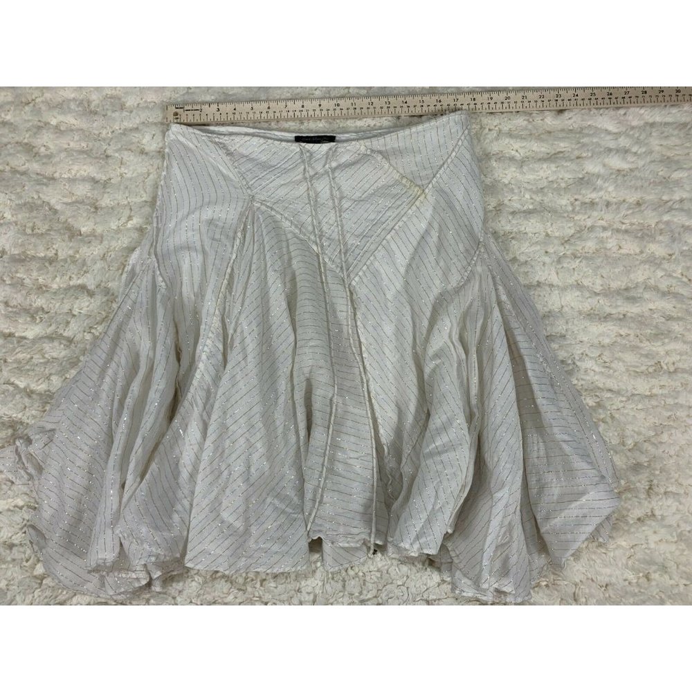 Heart Moon Star Ruffle White Peasant Skirt Boho Festival Farmcore Cottage Sz S